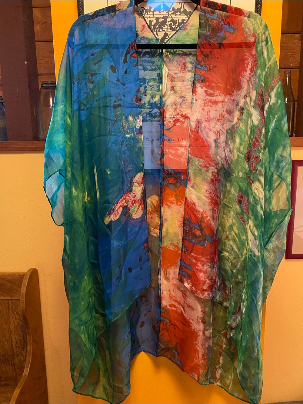 Soft Surroundings Silk Abstract Watercolor Kimono